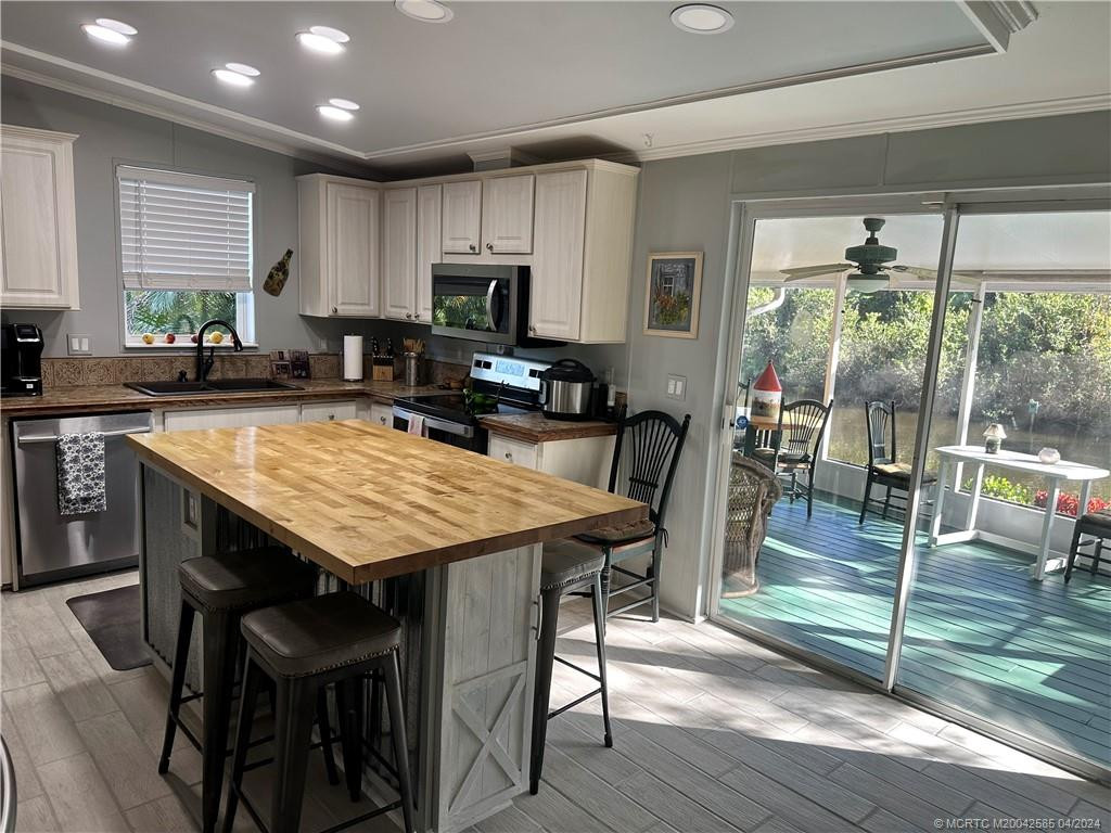 Modern kitchen with LED recessed lights