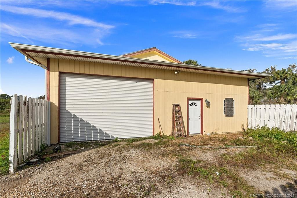 Building entrance to shop/garage