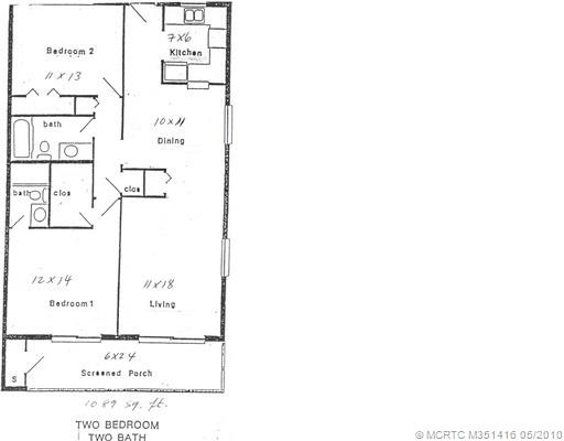 1st Floor Plan. Vista Pines 2BR - 2 BATH floor plan, 1089 sq ft