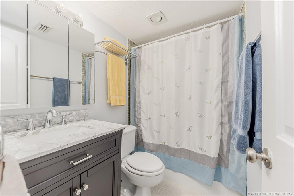 Guest bath is convenient and updated