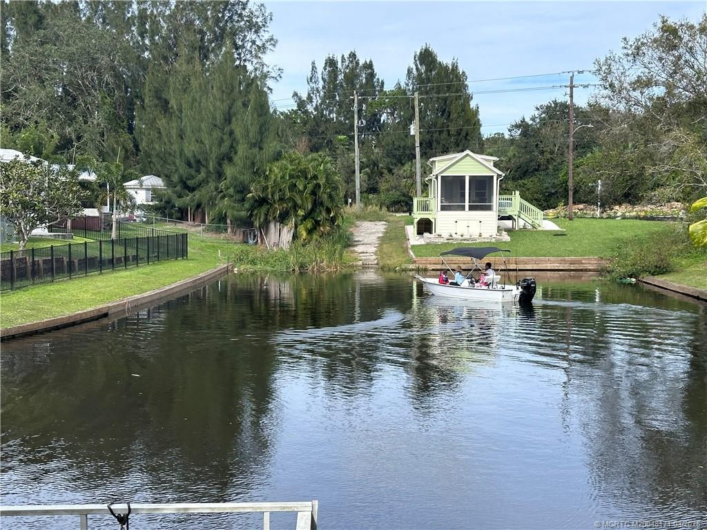 View down canal from private dock/deck
