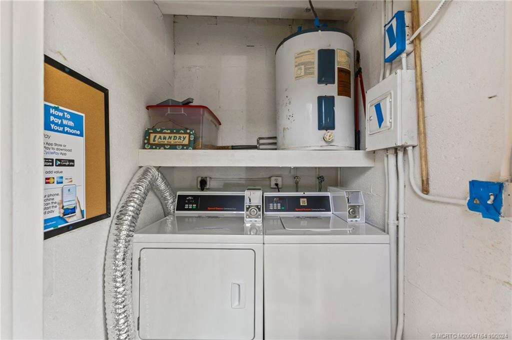 new washer and dryer located next to unit.