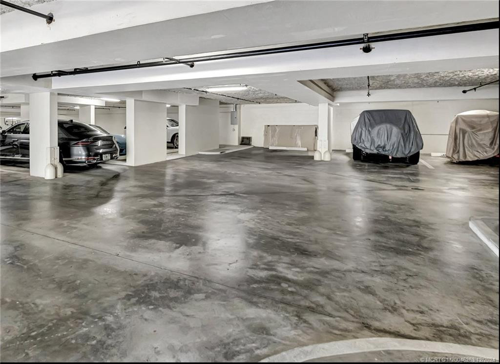Two covered parking spaces.
