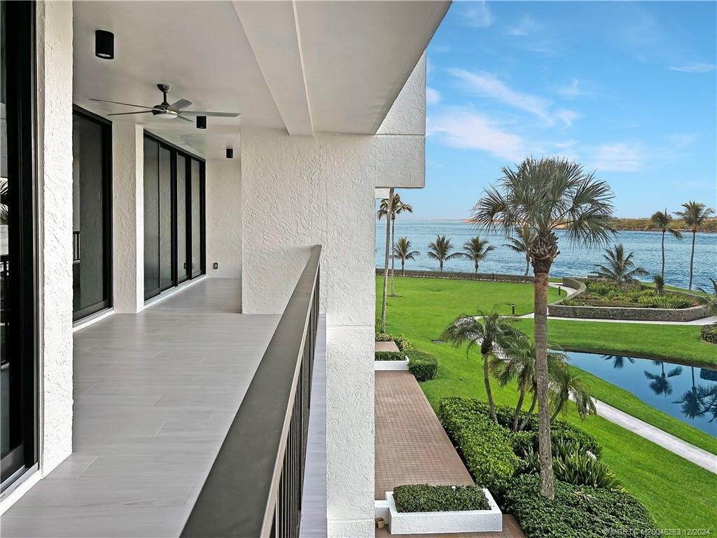 Full length balcony looks out to the Atlantic Ocean