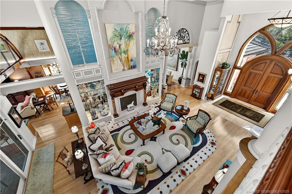 Living Room View from top of stairway.
