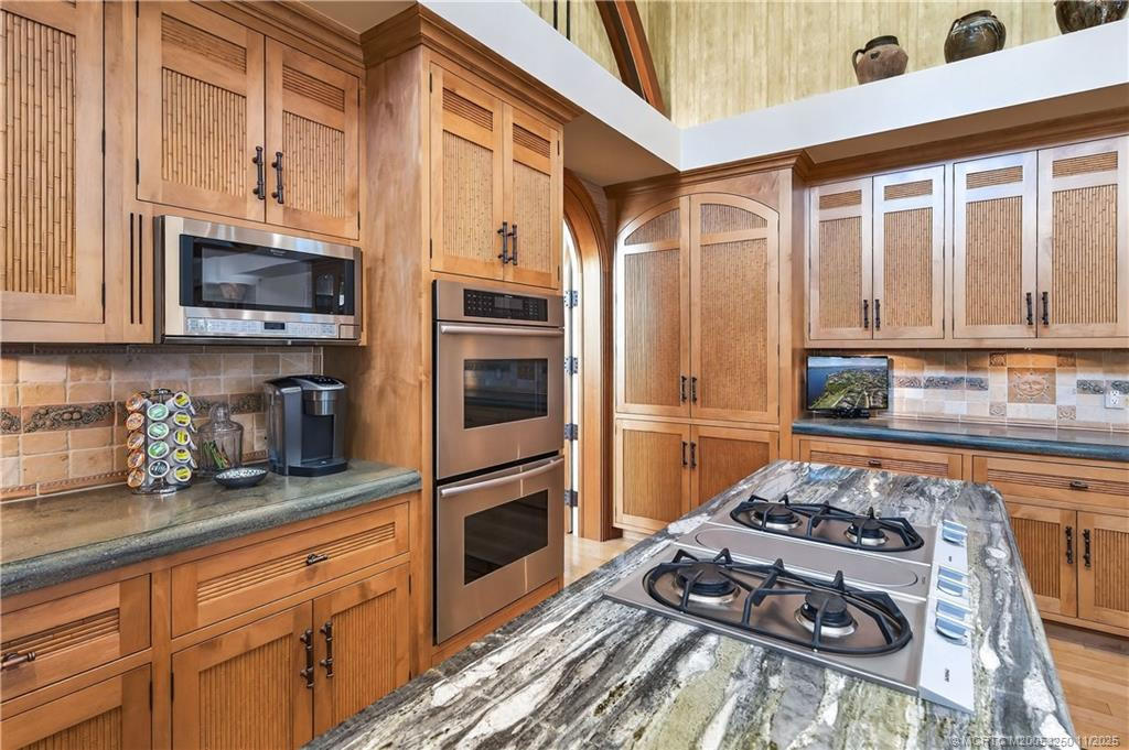 2 Wall Ovens - Inlayed Bamboo Custom Cabinetry.