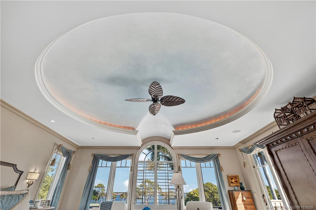 Sculptured Recessed Ceiling with custom lighting.