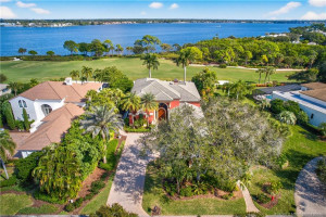Areial view of home with Golf Course and River views.