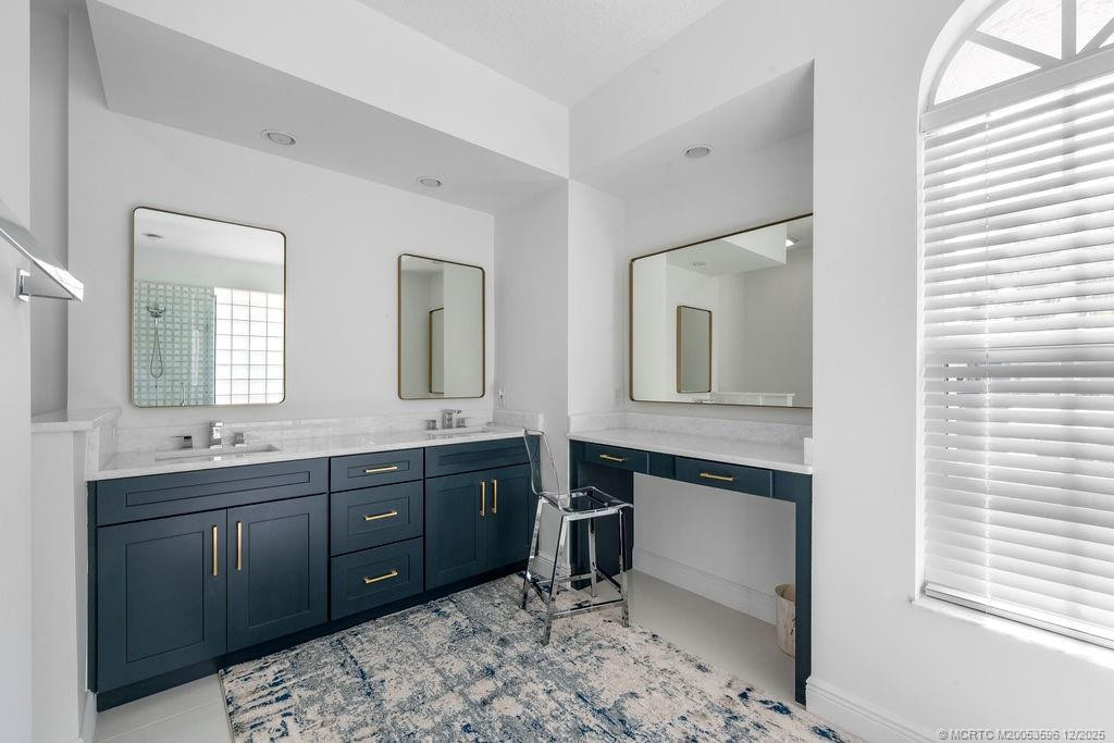 Includes vanity seating area
