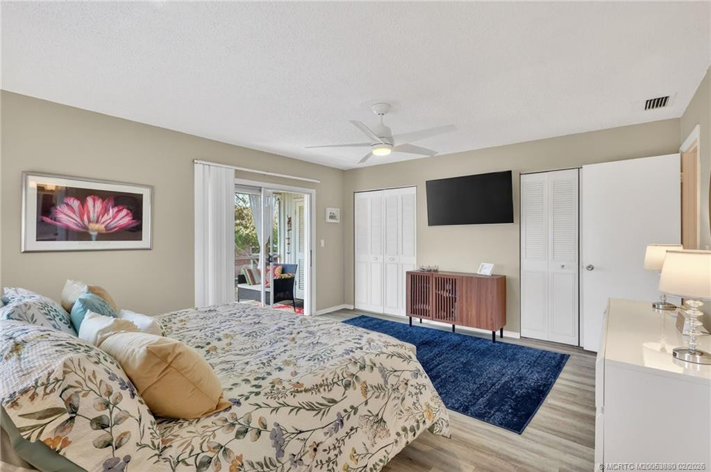 Ample closet space in the bedroom with en suite bathroom.