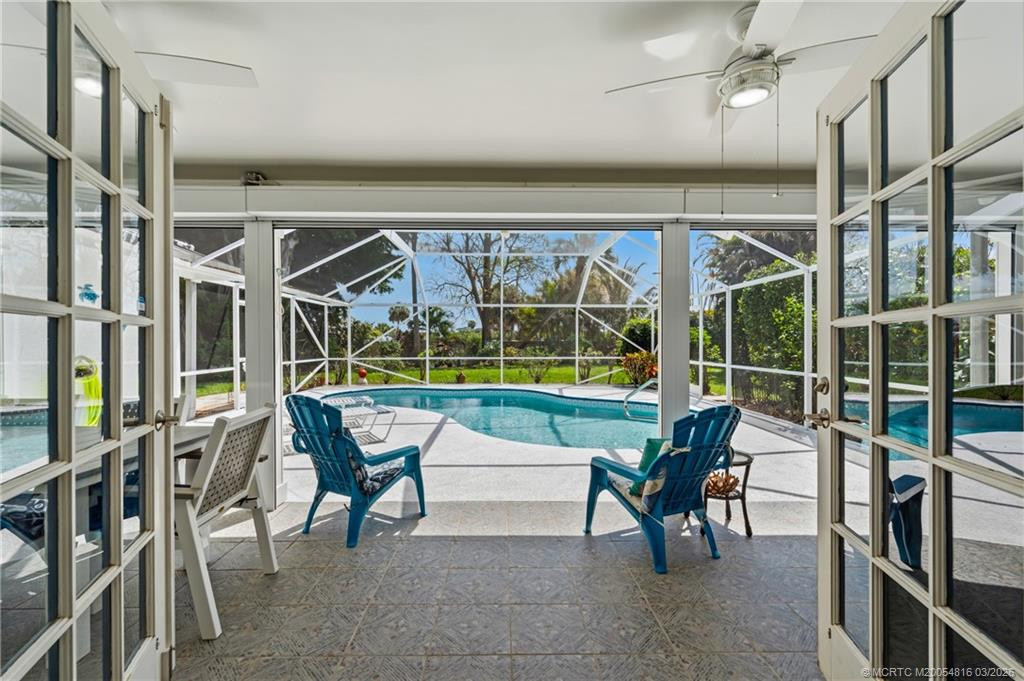 French door patio and pool access from the Dining Room