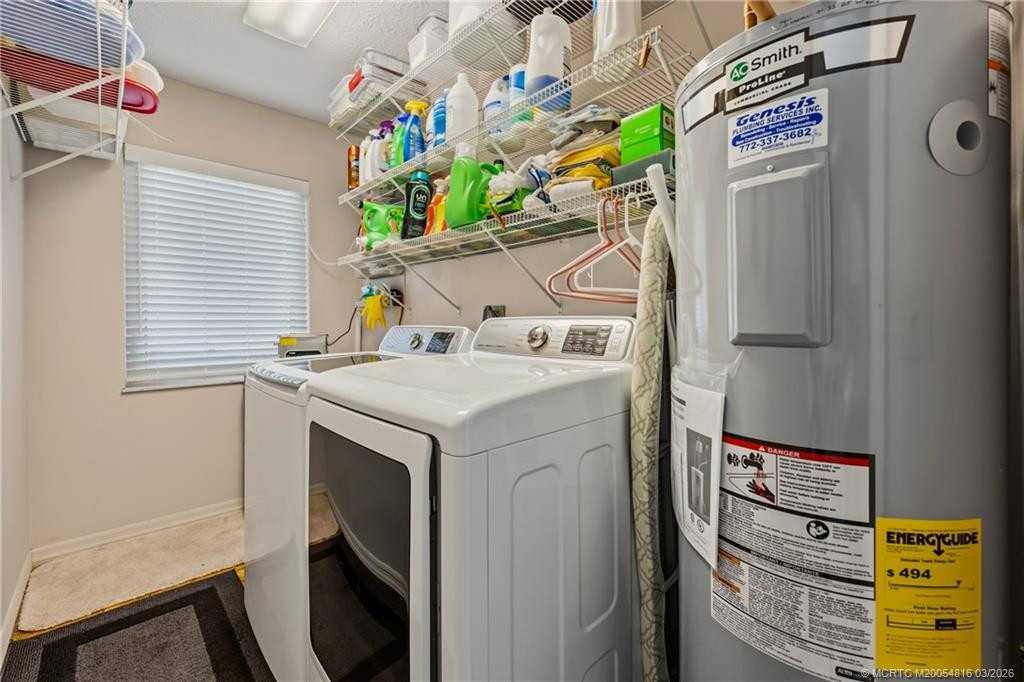 Air-conditioned laundry room in the garage