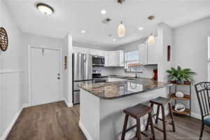 Modern updated kitchen with recessed lighting.