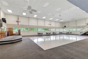Stage and social room.