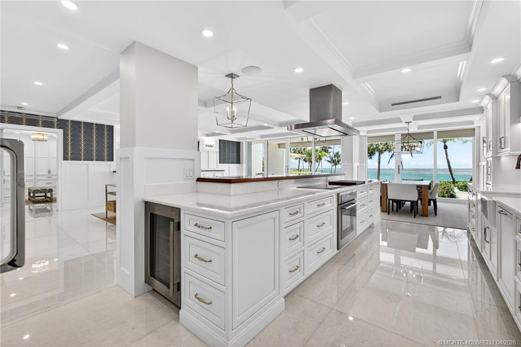 Open kitchen with beverage/wine cooler