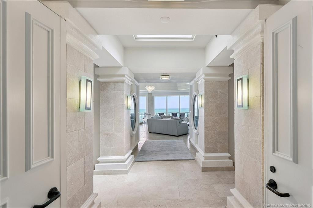 An elegant entry with a skylight