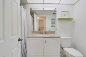 beautifully maintained bath with walk-in shower and updated vanity.