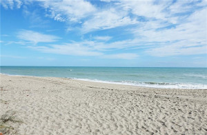 Beach behind building