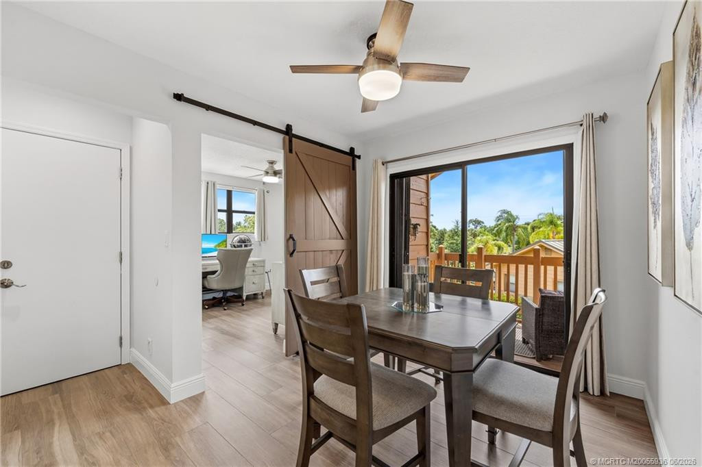 Breakfast nook with balcony.