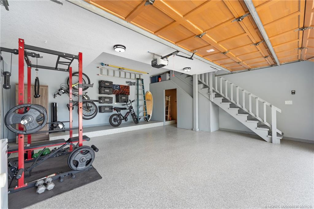 2 Car Garage with epoxy floors and additioanl storage.