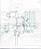 Map noting location of tropical trees and plants.