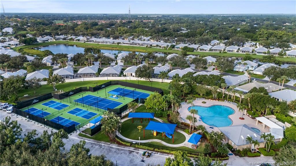 Pool, tennis, pickleball, bocce, basketball, and playground all available as part of the low HOA