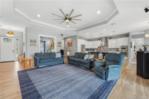 Great room with tray ceiling
