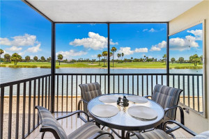 View of lake and golf course