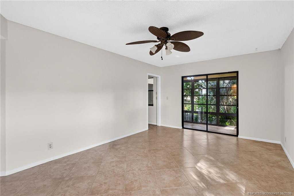 Living room space to the screened porch