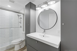 Guest bathroom: nicely updated with walk-in shower