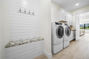 Laundry, storage, sink, changing area