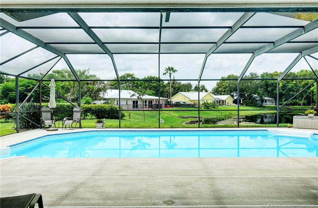 Pool view from living and dining area
