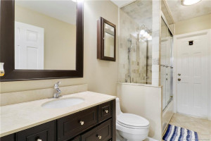 Guest Bathroom with pool access.