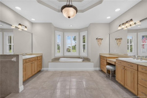 Master bath, garden tub, walk-in-show, his & her vanities
