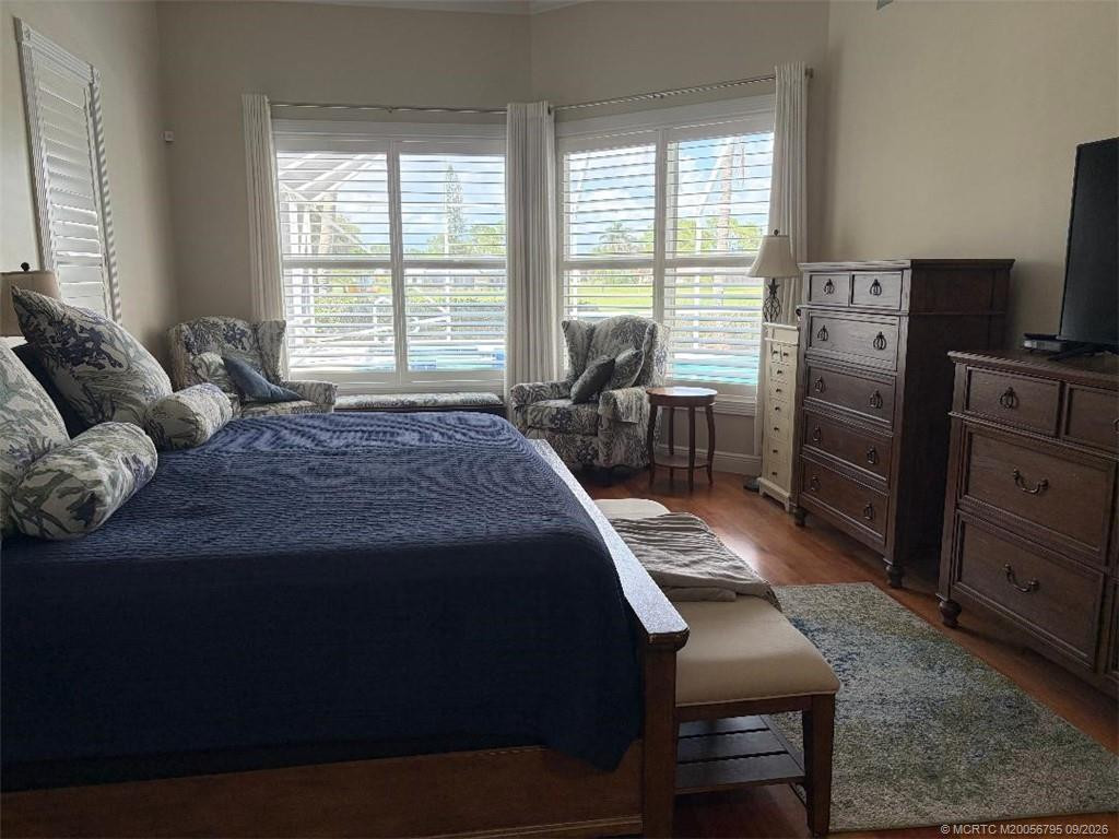 Master bedroom overlooking the pool