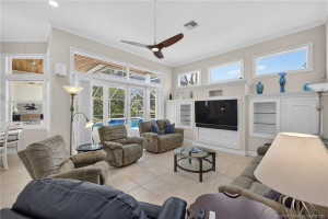 Family room overlooking the pool