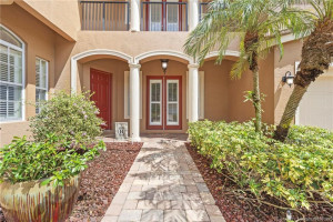 Paver brick entry with front door to the left