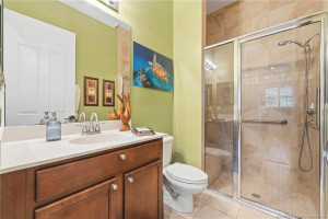 Full bath downstairs off the den/office