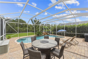 This round table and chairs will not stay with the house, but the other patio furniture will.