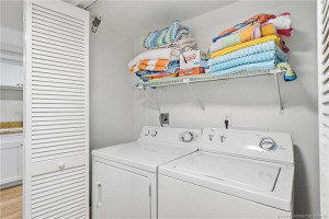 Convenient in-unit laundry with full-size washer and dryer.