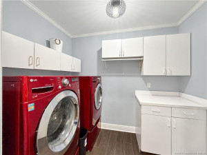 Interior laundry room with LG washer and dryer