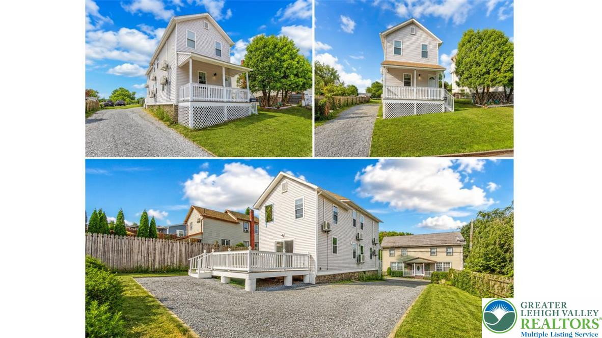 A classic facade with a welcoming porch and a spacious rear deck for outdoor enjoyment. A classic facade with a welcoming porch and a spac