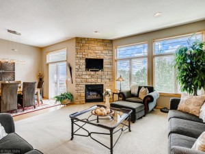 Photo for 19860 Dawson Lane, Farmington, MN 55024 - Listing #5613852 Floor to ceiling gas fireplace with stone surface
