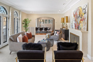 Photo for 4637 E Lake Harriet Parkway, Minneapolis, MN 55419 - Listing #5700168 Elegant, mediterranean details in the living room overlooking Lake Harriet