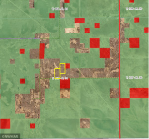 Photo for TBD 87th Street SE, Baudette, MN 56623 - Listing #5727336 Aerial with public lands highlighted in green