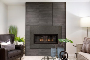 Photo for 4965 162nd Street W, Lakeville, MN 55044 - Listing #6115965 Modern style fireplace with beautiful wall paneling and granite surround.