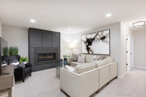 Photo for 4965 162nd Street W, Lakeville, MN 55044 - Listing #6115965 Finished lower level with cosmo gas fireplace, granite surround and wall panels.