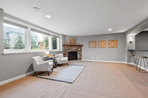 Photo for 11610 Aster Lane, Woodbury, MN 55129 - Listing #6114865 The lower level rec room features a second gas fireplace and counter seating.