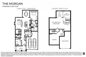 Example Morgan floorplan. A smartly designed one-level floorplan with and un-finished, walkout basement.