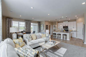 Photo for 18215 Hideaway Trail, Lakeville, MN 55044 - Listing #6118056 Open family room to the kitchen and dining area.